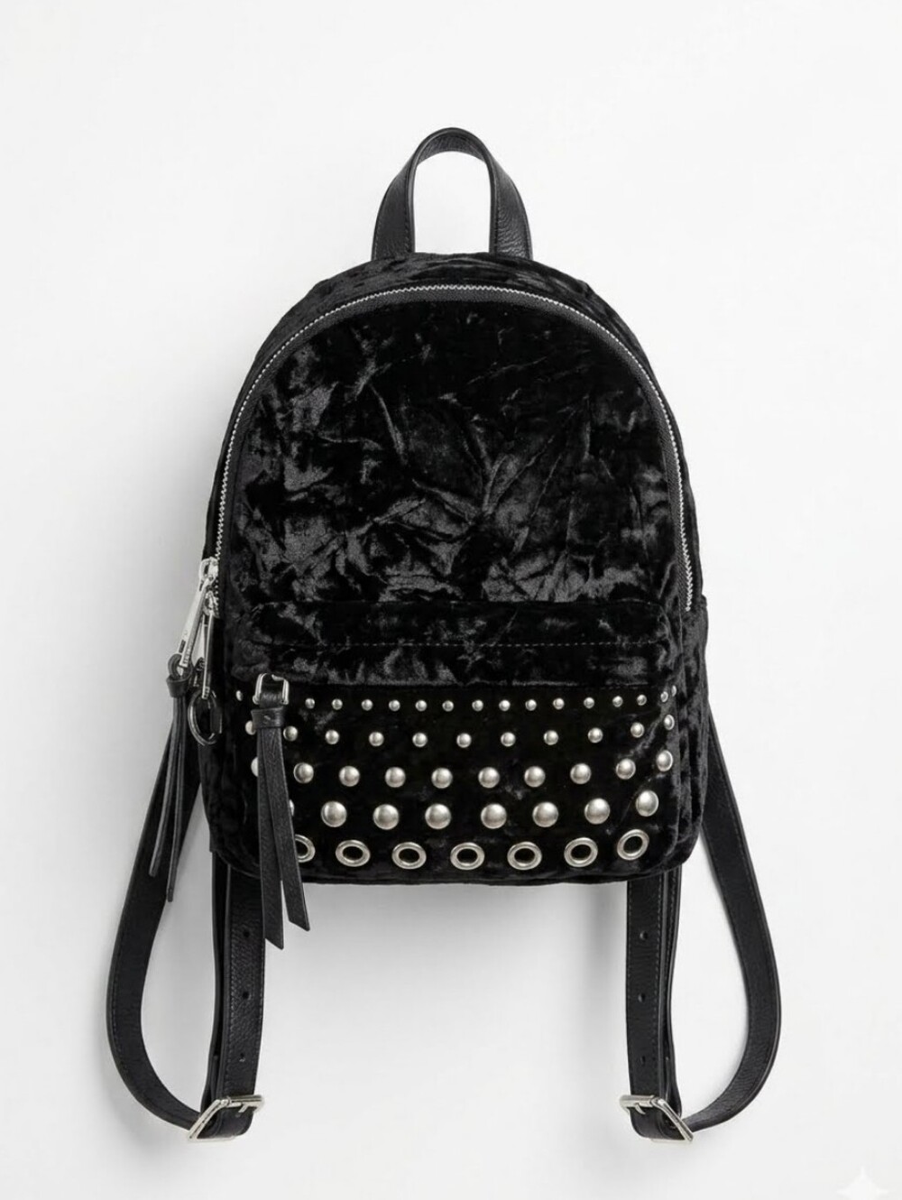 STEVE MADDEN Black Velvet Studded Mini Backpack - Women's Bag